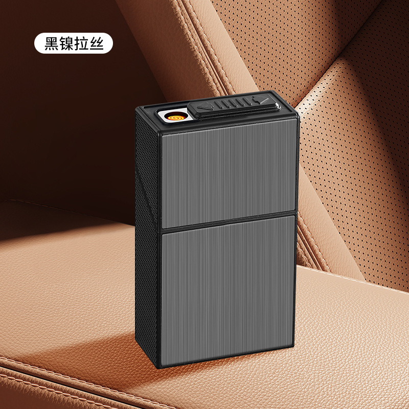 タバコライター付きタングステン線点火多機能花火一体型タバコボックス、20本入り、大容量金属タバコボックス|undefined