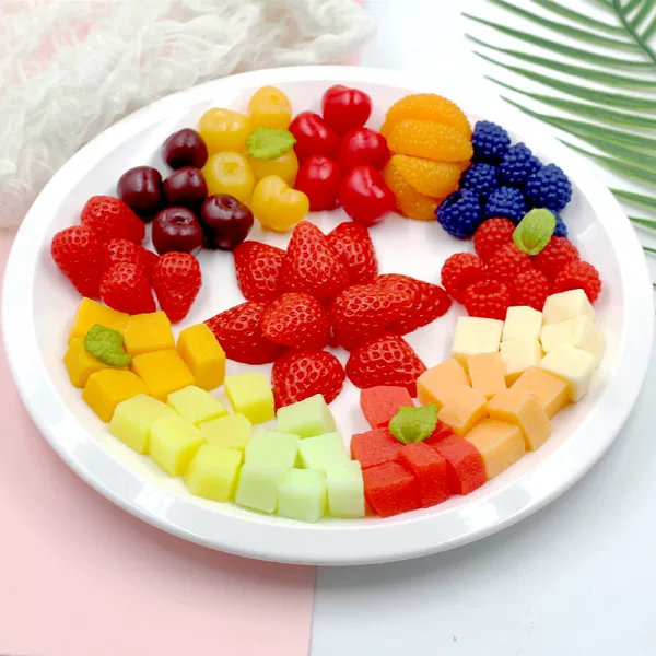 Simulation PVC Fake Fruit Block Strawberry Hami Melon Cut Model DIY Food Accessories Decorative Food Photography Props