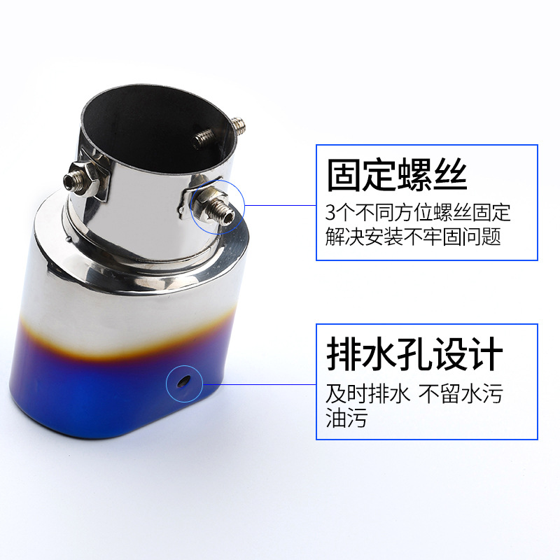 汽车排气管改装专用通用型尾喉不锈钢消音声器双管排气管装饰配件