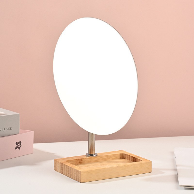 Red de bambú rojo madera de escritorio dormitorio de escritorio de mujeres portátil gran espejo de estudiantes plegable espejo de vestuario doméstico
