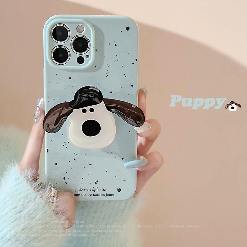 Milk Blue Ins Dog Stand 16Pro Max Cartoon Phone Case for Apple 13 Suitable for Iphone15 Generation 17 Cute Milk Blue Ins Dog Stand 16Pro Max Cartoon Phone Case for Apple 13 Suitable for Iphone15 Generation 17 Cute