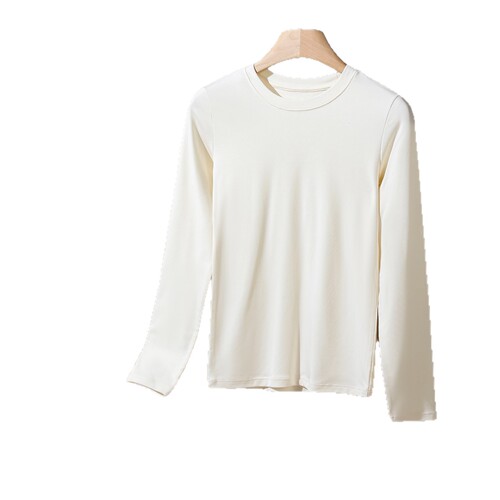 New Autumn 2025 U-Neck Fleece Base Layer Top for Women, Slimming and Body-Concealing, Regular Shoulder Length Sleeve, Versatile Pure Color Top with Elasticity