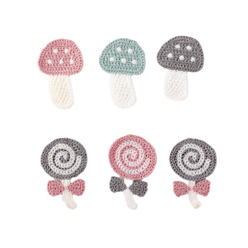 Lollipop Mushroom Embroidered Cloth Stickers Korean Hair Style Cute Clothing Accessories Semi-finished Accessories DIY Wholesale