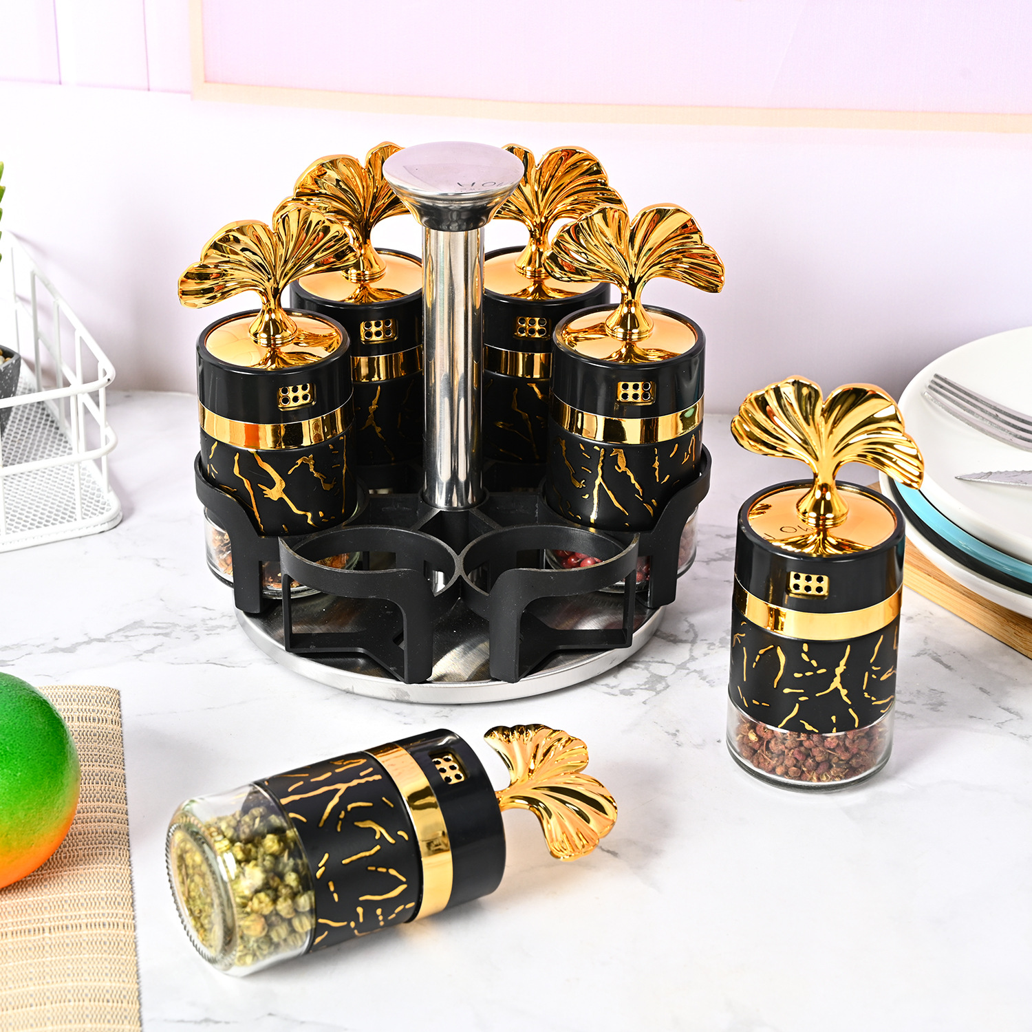 Amazon botella de condimento de cocina vidrio botella de pimienta botella de condimento con agujero giratorio tarro de condimento