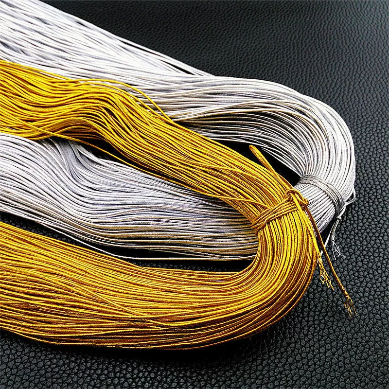 1 мм золотая и серебряная эластичная тесьма для упаковки, печатная бирка, теноджейн, 2 толстые золотые и серебряные эластичные шнурки