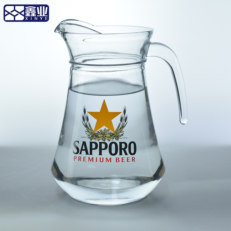现代简约玻璃冷水壶套装鸭嘴壶果汁壶啤酒扎壶饮料可定制LOGO凉杯