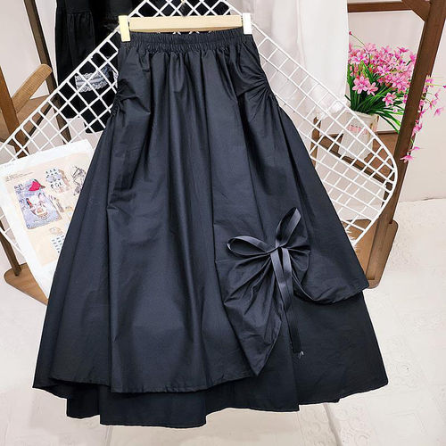 Summer New Korean Style Slimming Semi-Body Skirt for Women with Fake Pockets, Irregular Large Swing Mid-Length Skirt