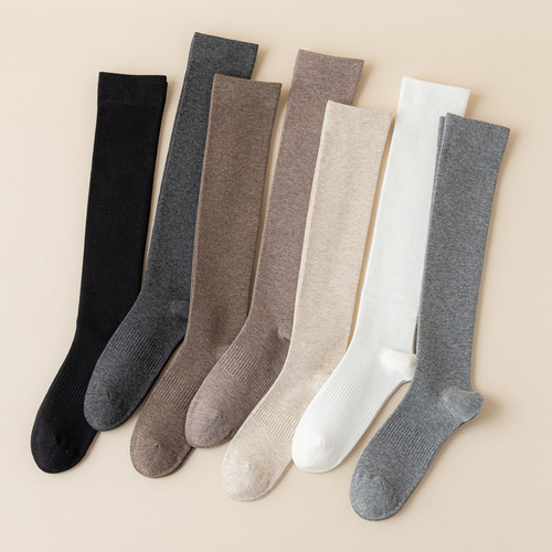 Pressure slimming calf socks for women in spring and autumn Japanese style jk solid color stockings autumn and winter beautiful legs and knee-length white long socks