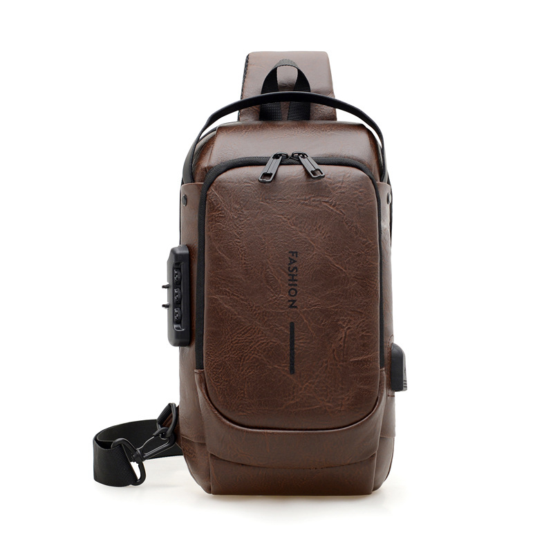 Bolso de pecho simple retro de hombre con cifrado de bloqueo bolso de hombro de moda de alto valor para montar bolso de pecho