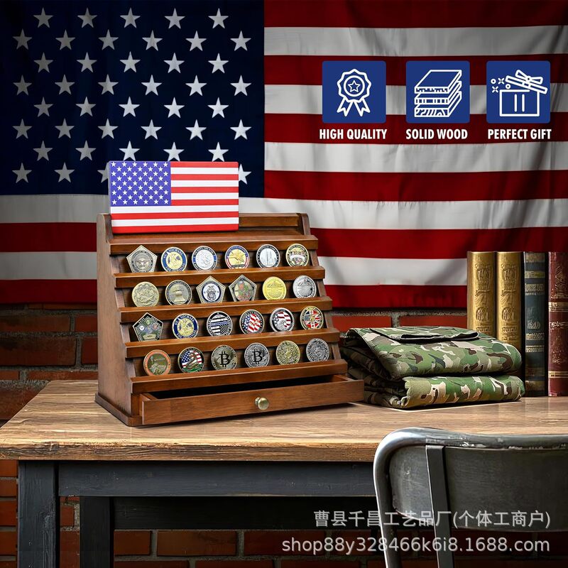Wooden Commemorative Coin Display Rack Commemorative Medal Storage Rack Commemorative Coin Collection Rack Challenge Coin Holder Display Rack
