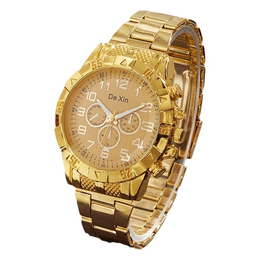 Nuevo reloj transfronterizo reloj para hombre relojes de aleación de luz azul falso reloj de cuarzo de tres ojos reloj para hombre de esfera grande