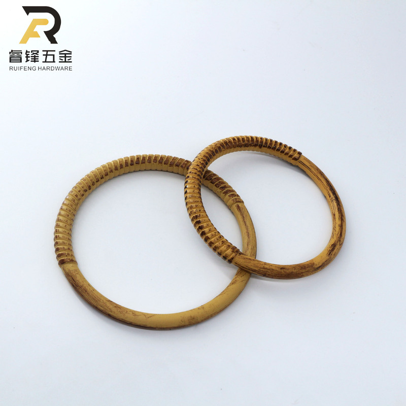 Lightweight Hand-Held Imitation Rattan Plastic Ring DIY Transformation Bag Imitation Rattan Chinese Style Round Handle Luggage Hardware Accessories