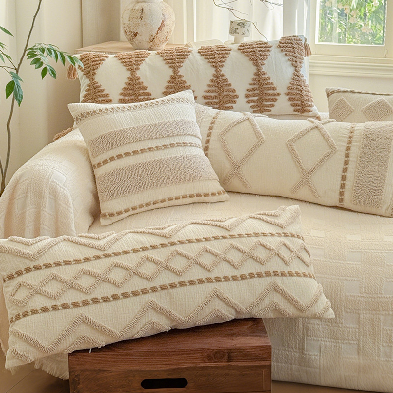 Nórdico inswind almohada simple versátil sala de estar sofá cojín dormitorio ventana flotante cabeza de cama respaldo cojín almohada cubierta
