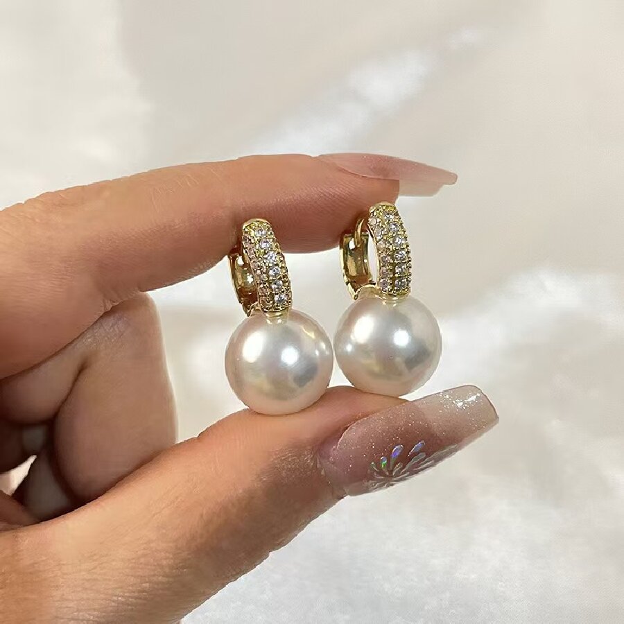 Nuevos perlas de moda para mujeres pendientes de piedra de micro-cristalina retrógrado francés temperamento simple pendientes de alta sensación