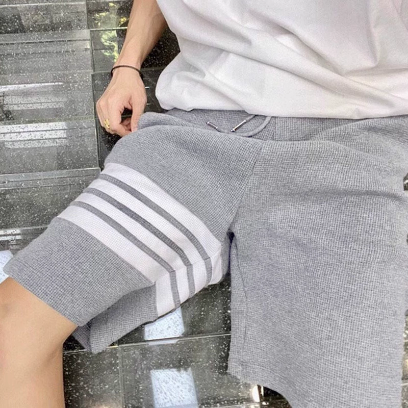 Вафельные шорты для мужчин и женщин, летние тонкие американские ретро-спортивные штаны для бега, модные свободные повседневные шорты до колена.