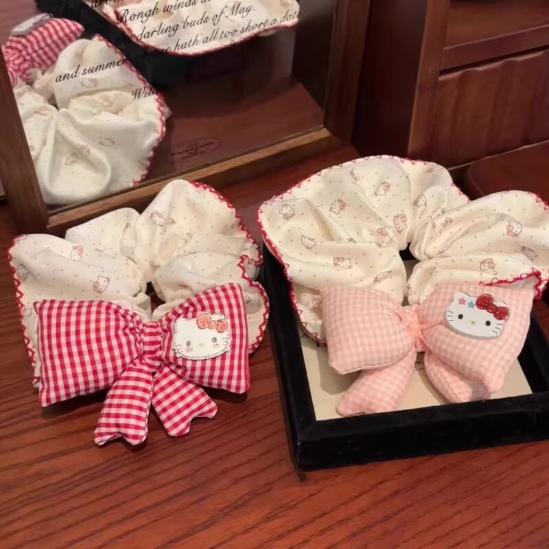 Autumn/Winter 2026 New Cute Cartoon Kt Cat Bow Hair Tie High-Value Ponytail Bun Hair Accessory
