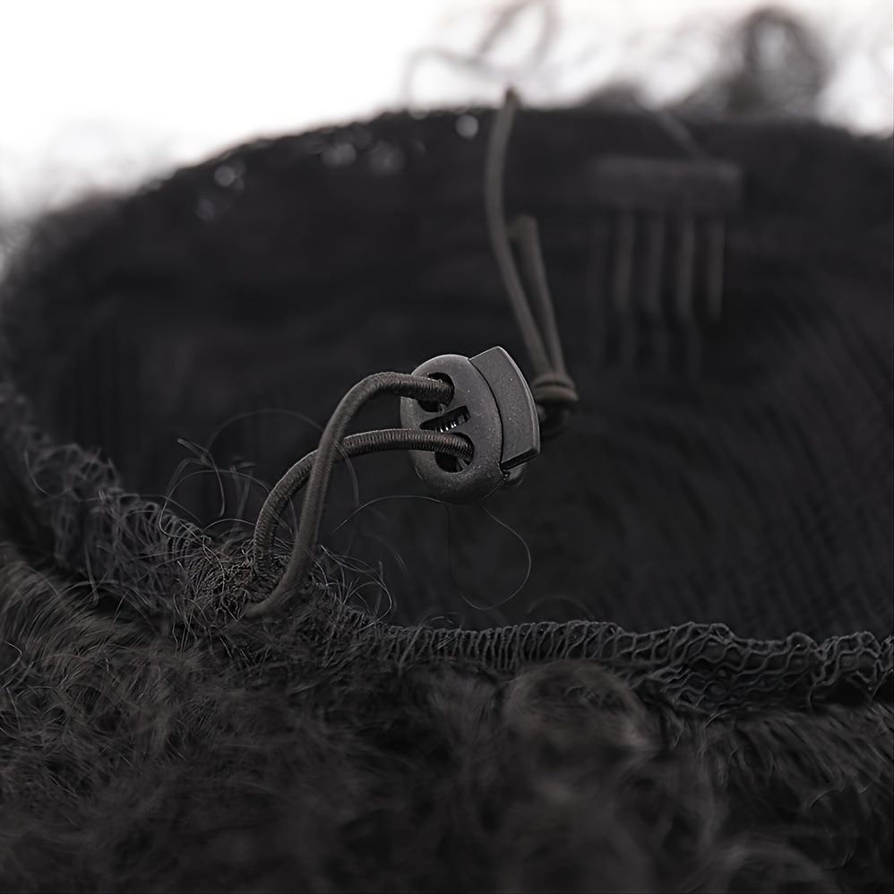 Moño de pelo de peluca africana con cordón, moño de pelo rizado, dos tarjetas, fibra química de seda de alta temperatura, 10 25 cm_voghion.com