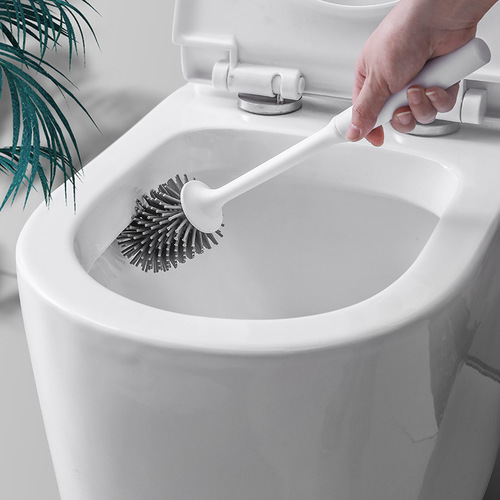 Toilet brush long handle soft bristle bathroom brush, no drilling wall hanging household bathroom floor cleaning rubber brush