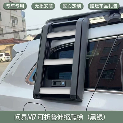 Roof rack Roof Luggage Frame Platform Ladder - qingjie-m7-ladder-black-and-silver-non-destructive-installation