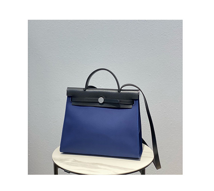 手作りherbag外縫い本革キャリーバッグ色合わせキャンバス手提げシングルショルダー女性バッグ大容量通勤バッグ