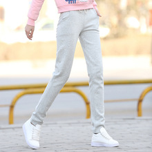 纯棉运动裤女春秋季小脚铅笔裤大码显瘦卫裤修身薄款休闲学生长裤