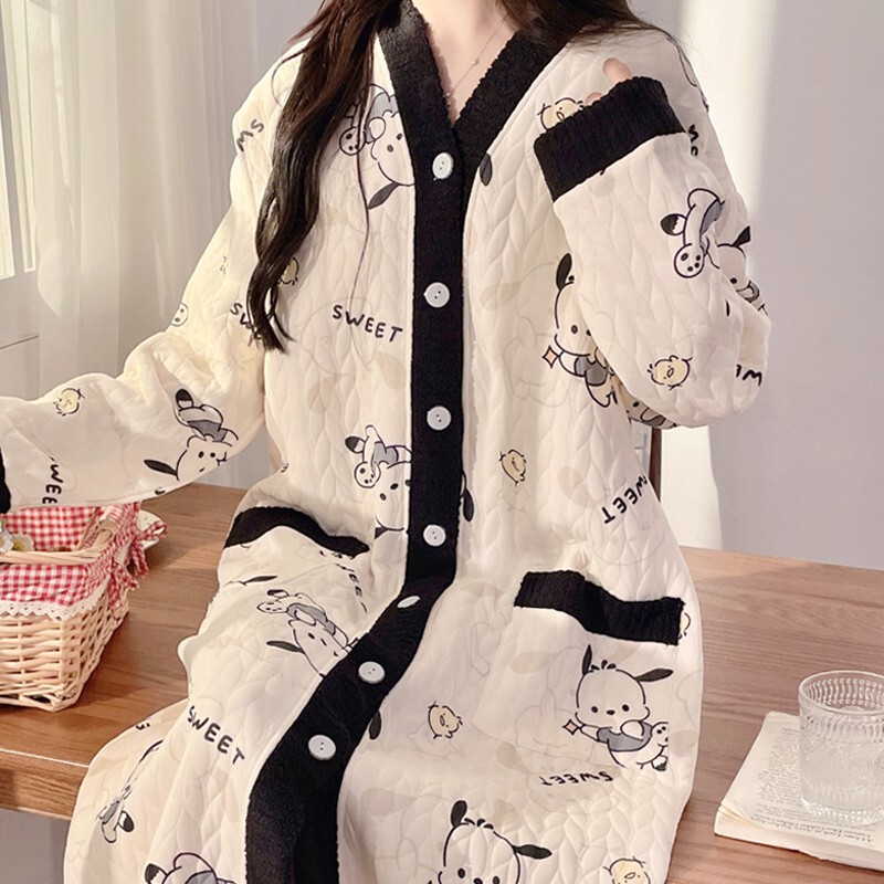Lunar Clothing Spring and Autumn Air Cotton Postpartum Lactation Dress with Chest Pad Pregnant Women's Nightgown Winter Maternal Feeding