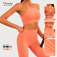 歐美新款瑜伽服鏤空運動內衣 健身褲健身套裝跑步普拉提訓練服