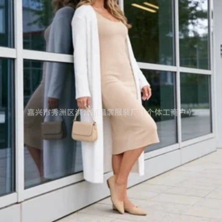 Amazon 2025 European and American cross-border autumn and winter new style faux mink fur long V-neck knitted cardigan jacket top