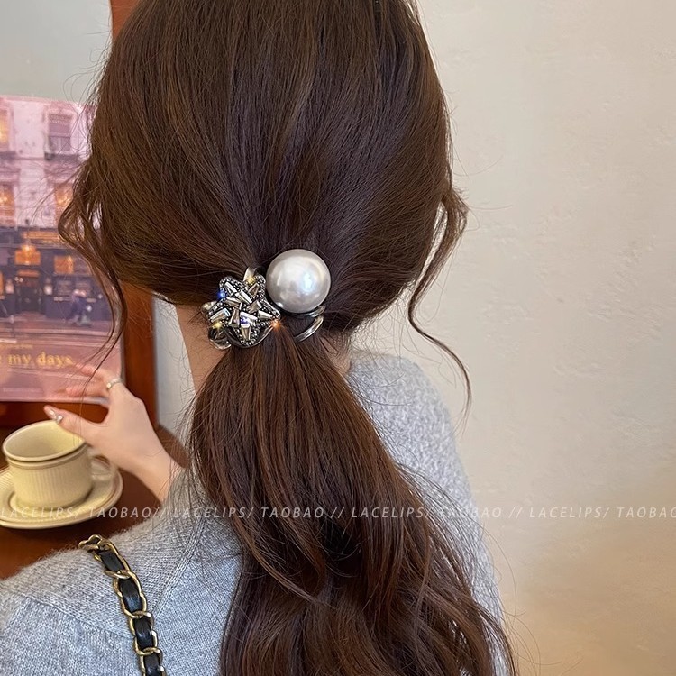ファッショナブルでハイエンドのラインストーン電話コードヘアバンド、耐久性のある気質のゴムバンド、ポニーテールヘッドバンド、女性用高弾性ヘアロープ|undefined