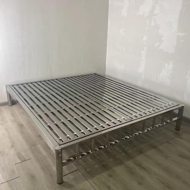 Futon Bed Without Headboard 304 Stainless Steel Bed Single Double Hotel Home Bed Frame Extra Thick Guangdong Foshan