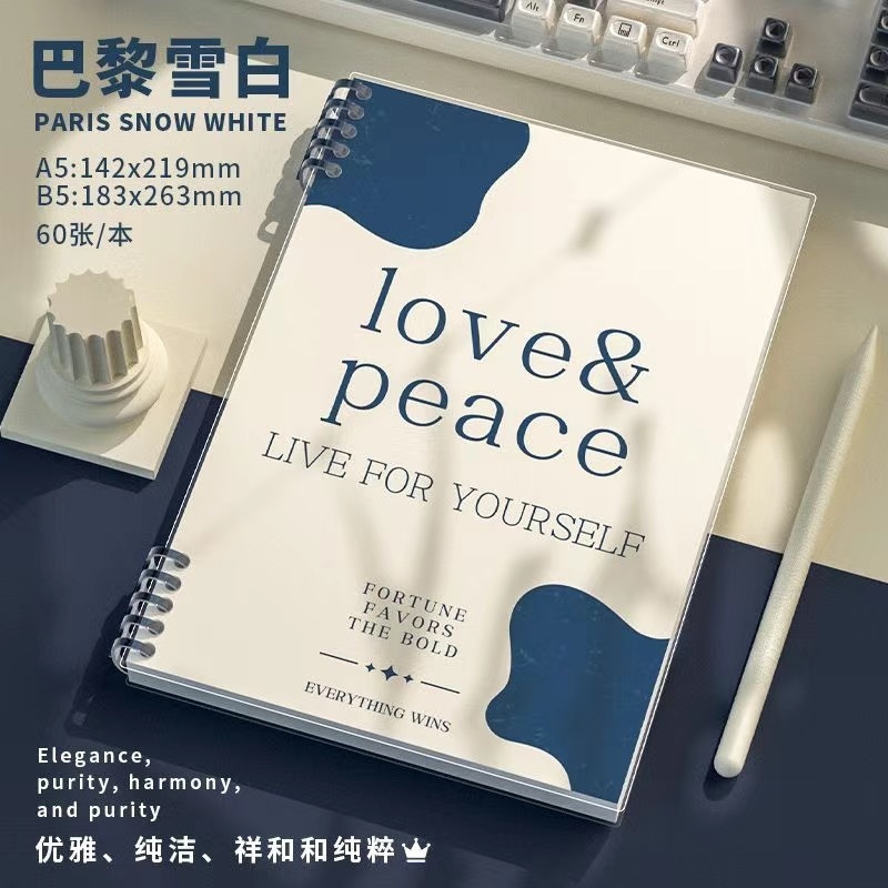 a5 シンプルな厚みのある手に優しいルーズリーフノート、高見えする取り外し可能なノート、高校生のコイルノート、紙交換|undefined