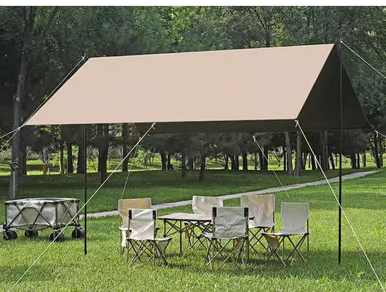 Free Shipping Outdoor Portable Camping Tent Set with Sunshade and New Black-Coated Tarp