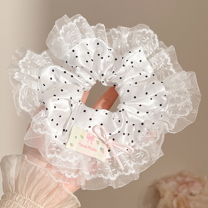 4#흑백 도트무늬 머리끈 약 20cm