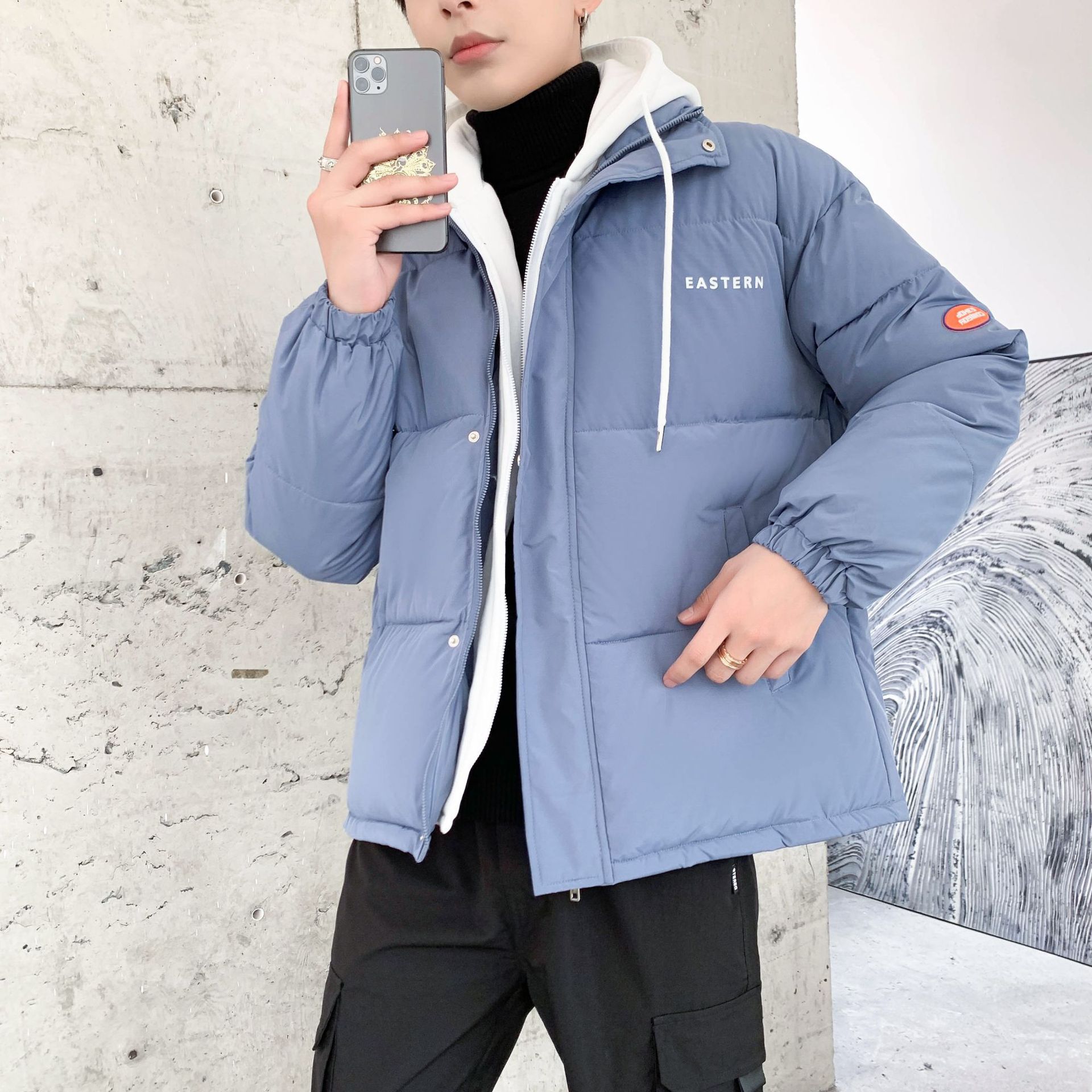 (2개) 남성면 패딩 재킷 새로운 한국 패션 코트 가을과 겨울 패션 브랜드 코튼 패딩 재킷 남성용 겨울면 패딩 패딩 코트