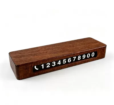 Wooden car parking sign, temporary car relocation license plate, solid wood decorative ornament, wooden DIY dashboard decoration (Nömrəli dayanma kartı) - right-angle-walnut-color-14452-excluding-number-stickers