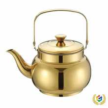 ?不銹鋼燒水壺餐廳酒店帶濾網泡茶壺煮茶壺家用提壺金色錘點