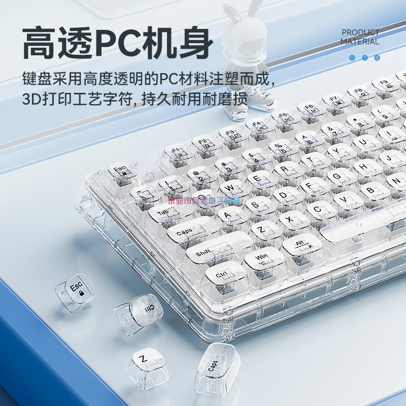 Z99 hielo transparente inalámbrico bluetooth cristal teclado conjunto de ratón computadora mecánica chica oficina silenciosa