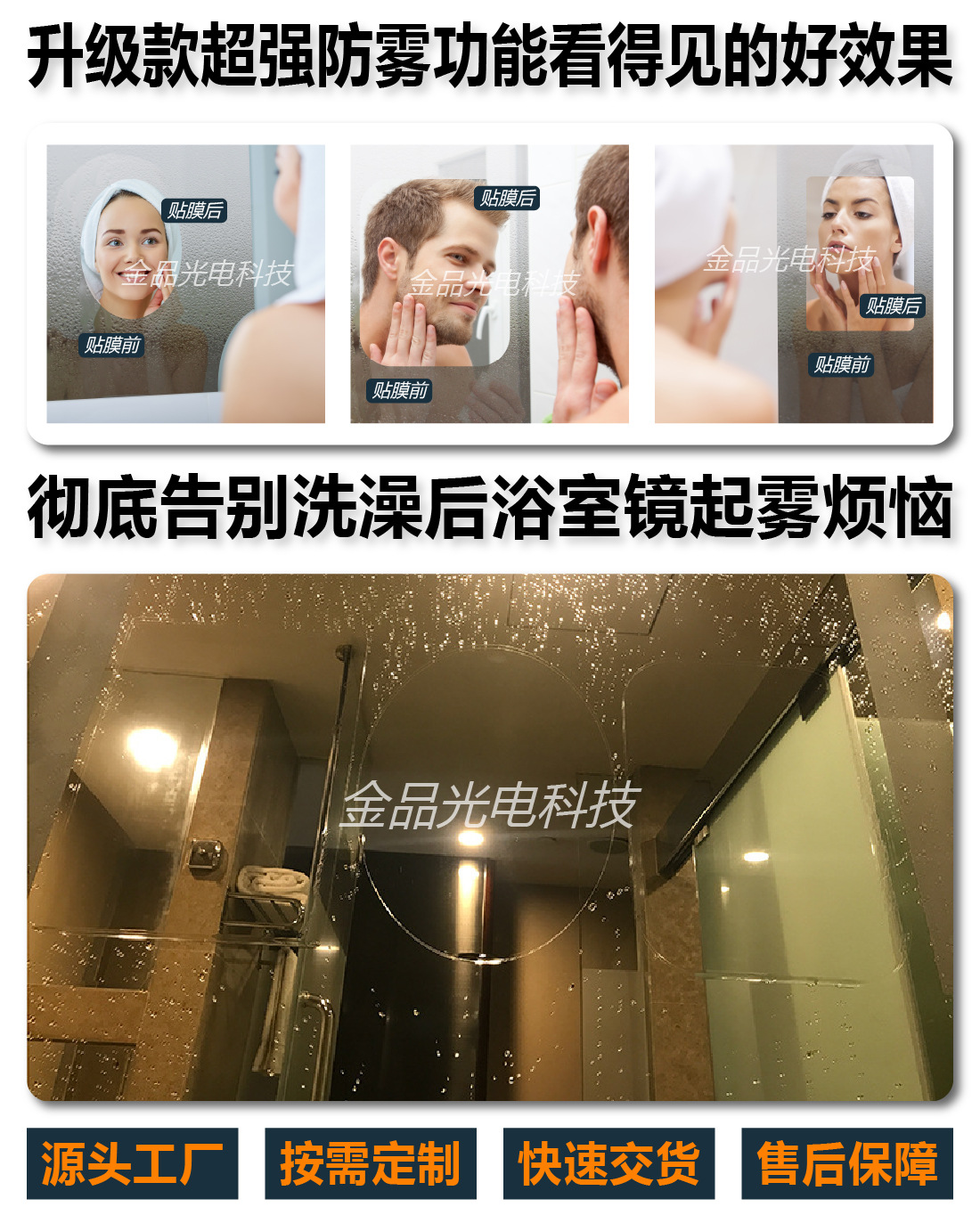 Cross-Border Manufacturer's In-Stock Bathroom Mirror Anti-Fog Film, Shower Room Mirror High-Definition Anti-Fog and Water-Repellent Nano Anti-Fog Film Upgraded Version