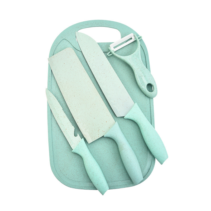 Embalaje de tarjetas de absorción de color de doble cara de fábrica con paleta de cinco piezas de paleta de cocina conjunto de herramientas de acero inoxidable