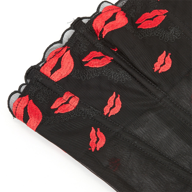 Mesh rojo patrón de impresión labial damas pechos transpirables cortes supremas AliExpress suministro transfronterizo