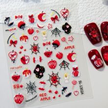 果冻万圣元素美甲贴纸5D浮雕立体极光古堡南瓜diy指甲贴纸 SL款