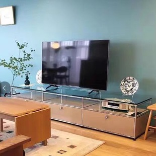 Home-Use Stainless Steel Storage Cabinet, Floor-Standing Vintage Cabinet, Light Luxury Small Apartment Living Room Tv Cabinet, Modern Minimalist Style
