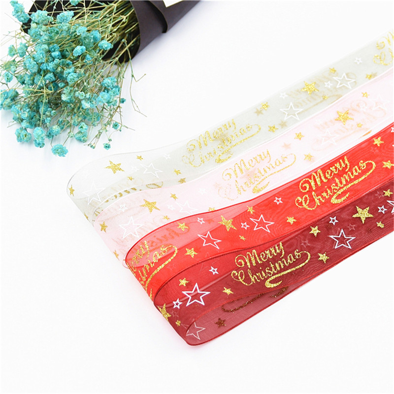 Amazon estampado polvo nieve hilo cinta de regalo de Navidad Inglés estampado pentagramas cinta de sueño