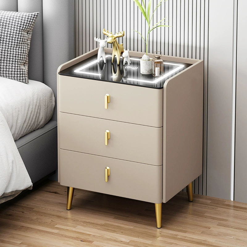 Умная прикроватная тумбочка с 3 ящиками, беспроводная зарядка, прикроватная полка для хранения, лампа, простая прикроватная тумбочка, новая высококачественная, элегантная, маленькая