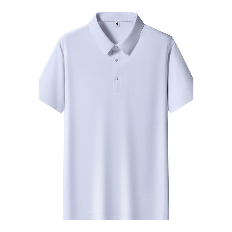 夏のメンズラペルTシャツ通気性ビジネスアイスシルクシームレスメンズポロシャツ速乾性日焼け止め半袖カジュアルストレッチ|undefined