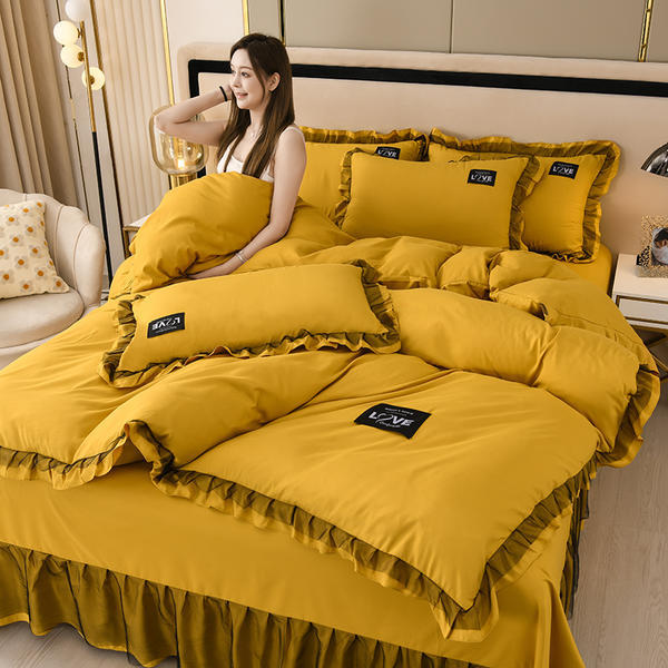 2022新款亲肤水洗四件套磨毛纯色四件套床上四件套四季通用