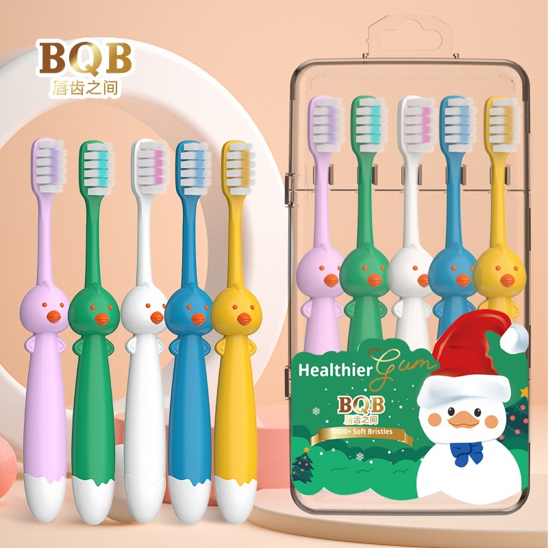 Bqb Cartoon Children's Boxed Toothbrush Set of 5 Cute Baby Toothbrushes Soft Bristle Wholesale for Cross-Border E-Commerce