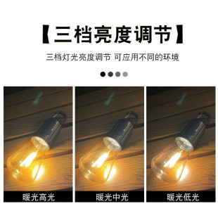 Cross-border LED tungsten lamp retro camping lamp charging atmosphere camping lamp tent lamp solar emergency bulb lamp