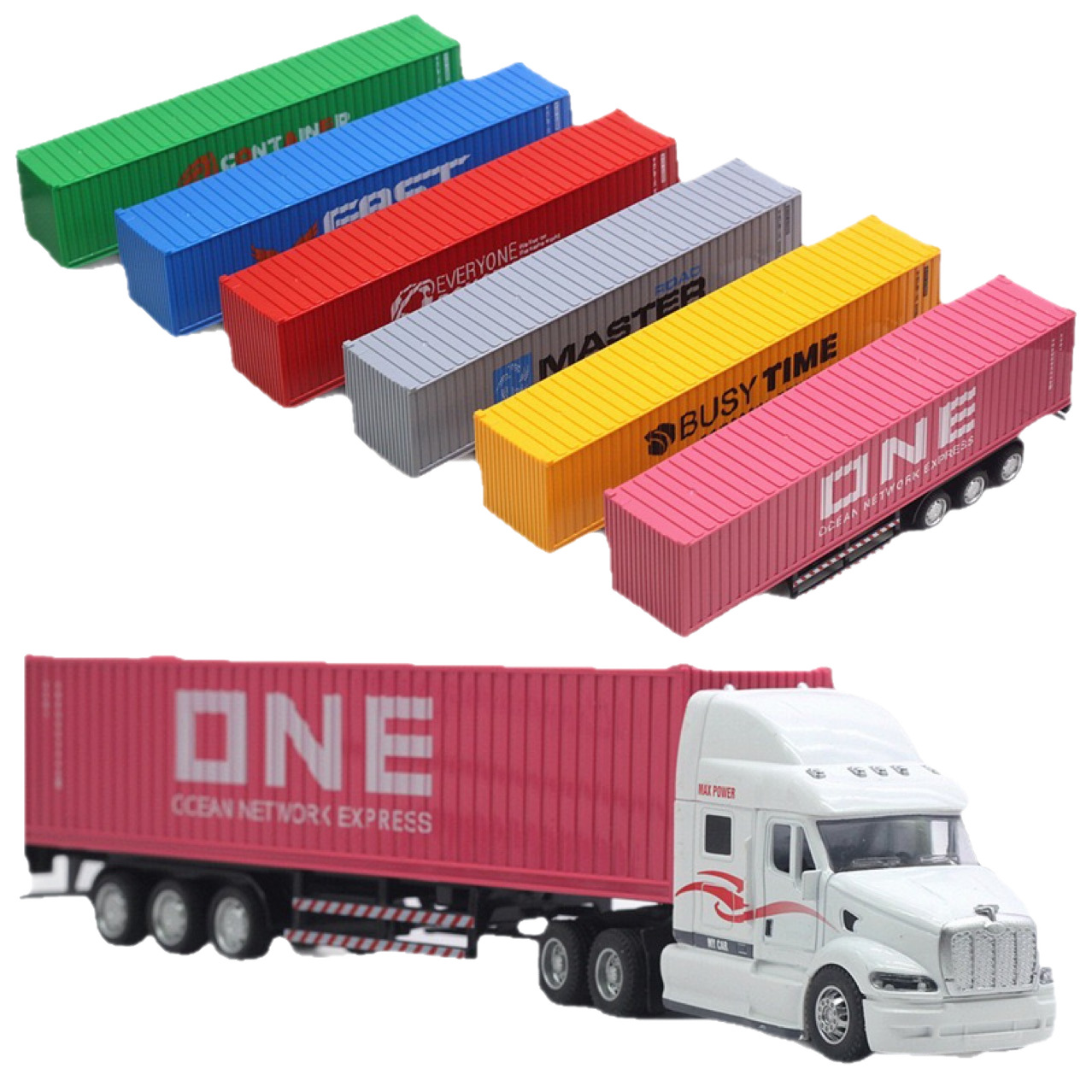 Camión de juguete para niños estilo europeo con cabeza de camión de aleación desmontable, cabeza de camión estilo americano con efectos de luz y sonido.