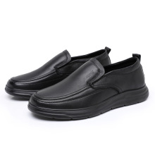 春秋新款男士羊皮皮鞋时尚休闲百搭中老年男鞋一脚蹬懒人爸爸鞋